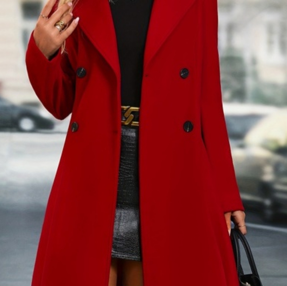 Red Double Breasted Trench Coat